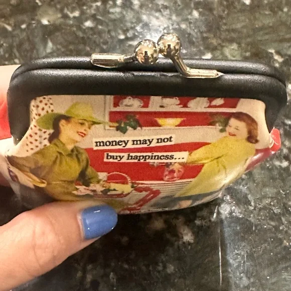 NEW Vintage Style Kiss Lock Graphic Coin Pouch - Picture 3 of 9